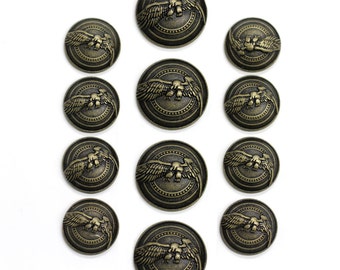 Sets of Antique Brass Eagle Buttons in Two Sizes