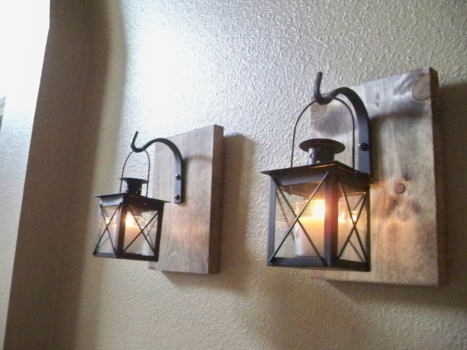 LANTERN set wall decor housewarming gift wrought iron hook
