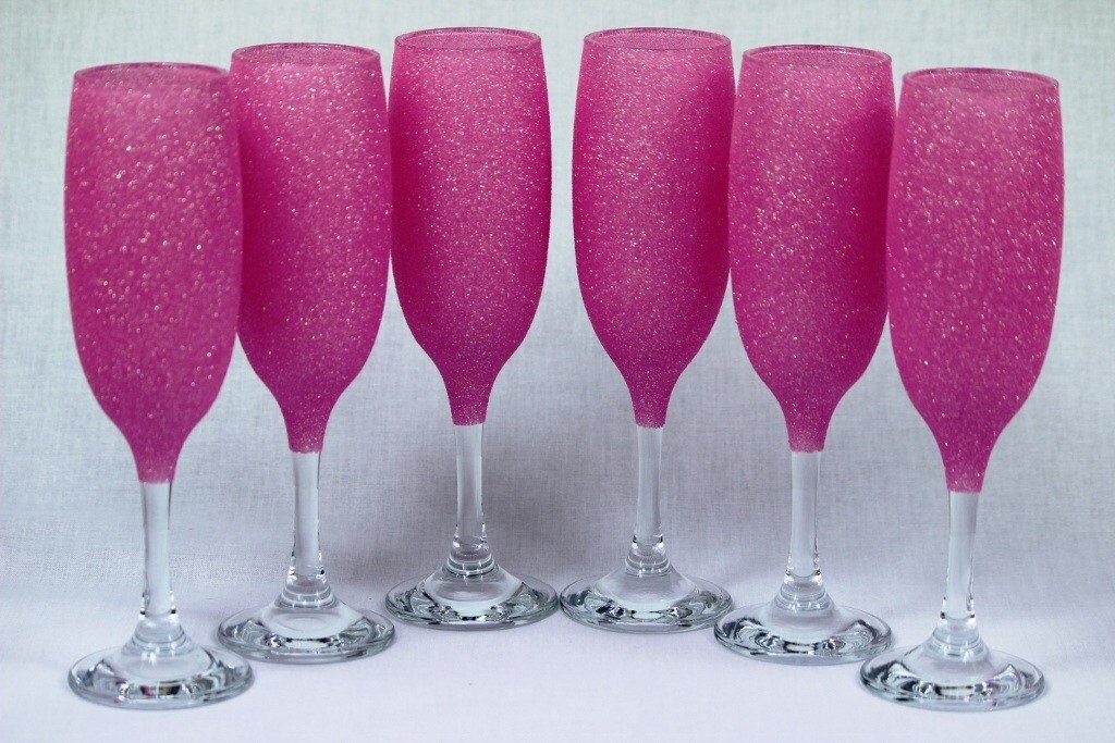 pink barbie wine glasses