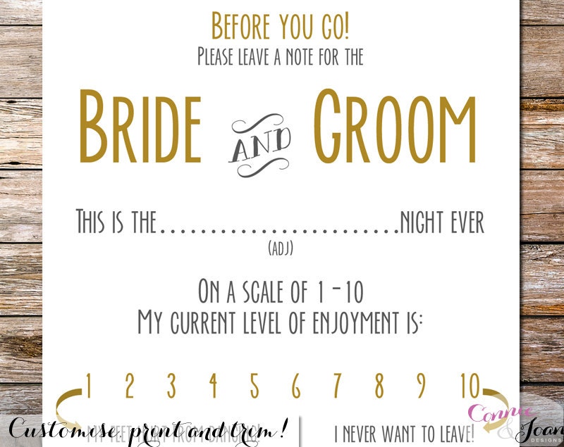 DIY Printable Bride and Groom notes template Word by ...