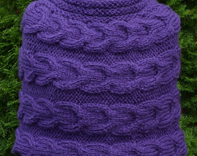Knit Women Purple Capelet, Purple Loop scarf, Shoulder Warmer, Neck warmer, Spring Accessories, Hand knit Little poncho, Mother's day gift
