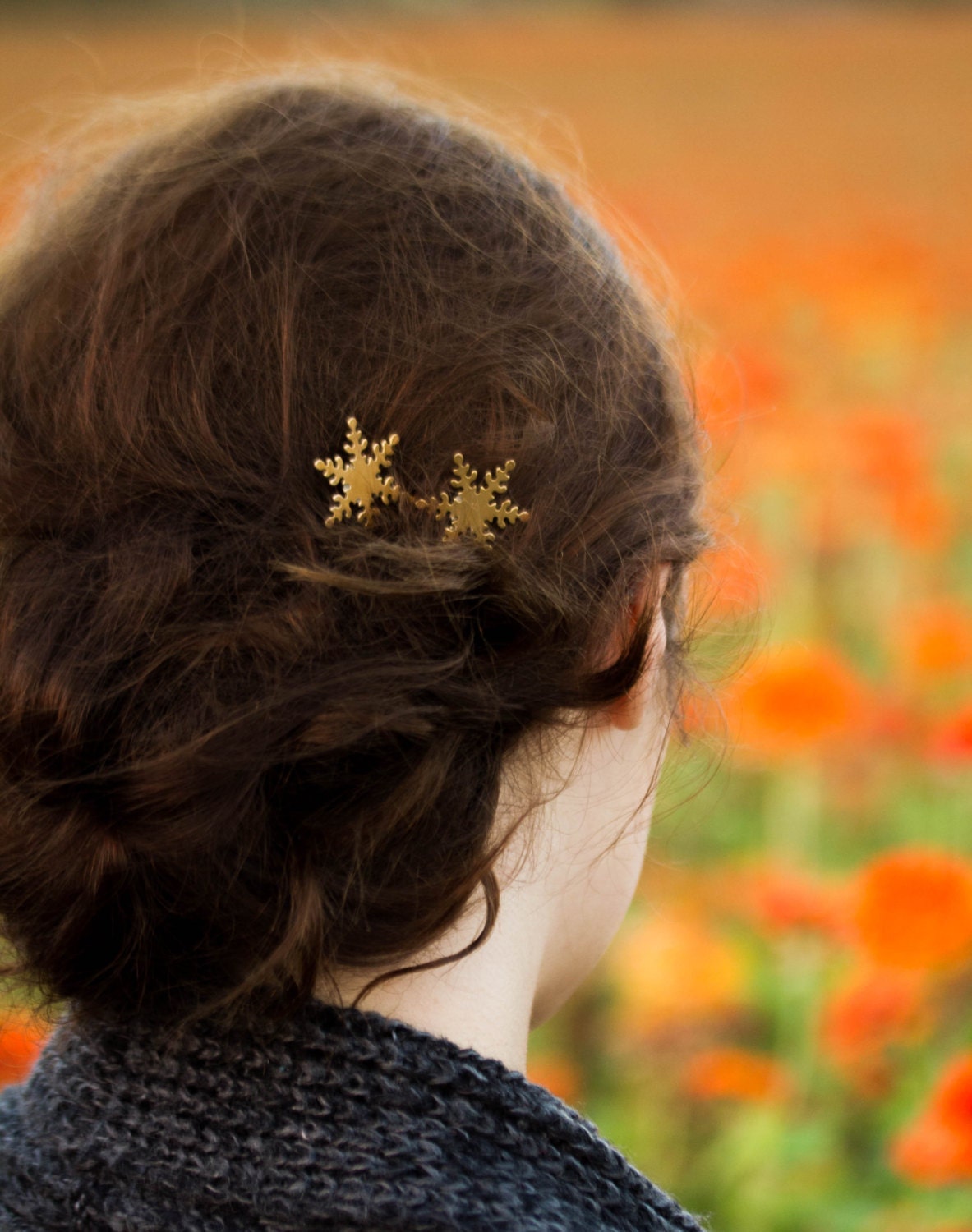 Gold Snowflake Bobby Pins Snowflake Hair Pins Gold Brass