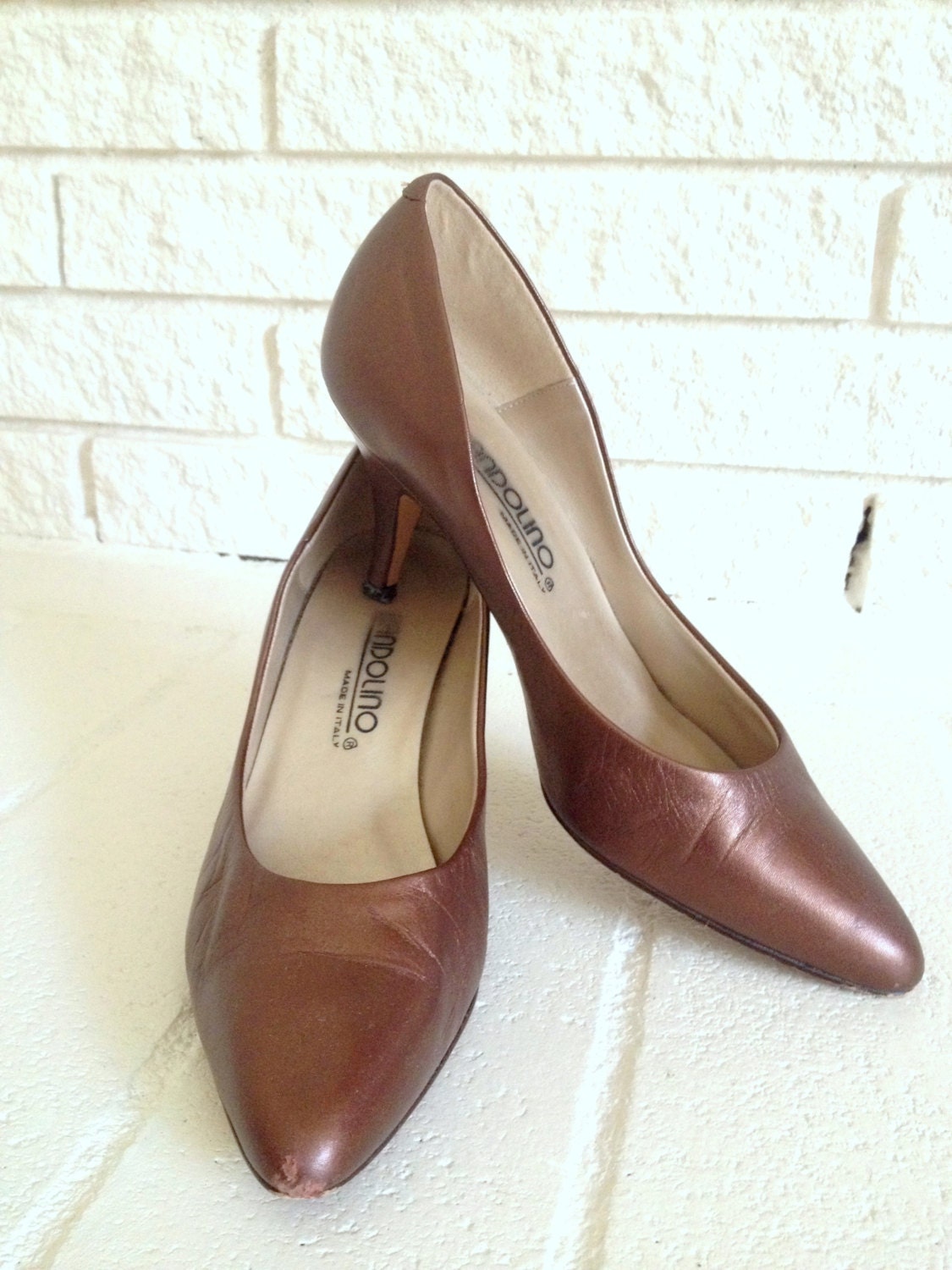 Vintage Bandolino Kitten Heel Shoes Copper Size 6.5