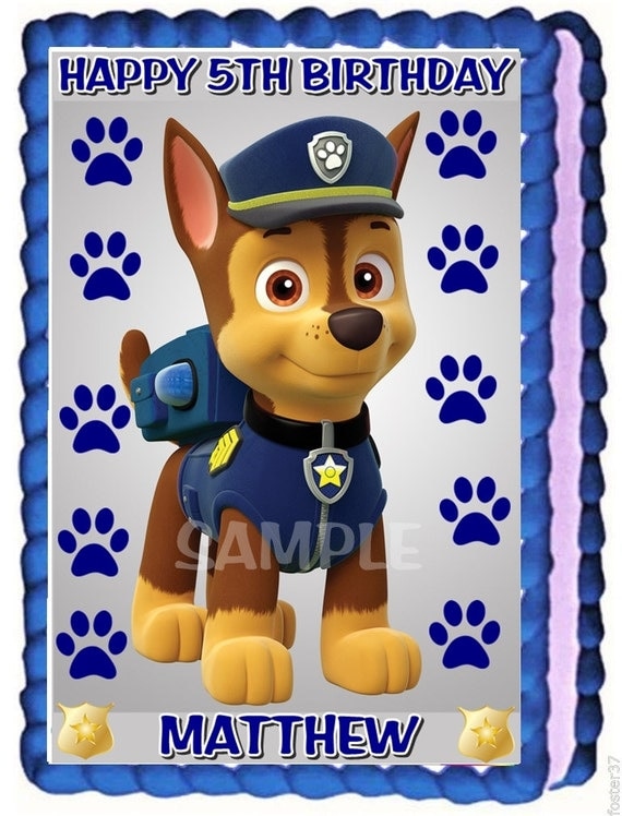 Paw Patrol Chase Edible cake topper by CyndiesCakeCreations