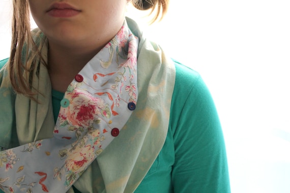 Boho Briar Rose Infinity Scarf for Tweens/Hand Painted Scarf/Hand Dyed Scarf/Girls Summer Scarf/Flower Scarf/Teal Scarf