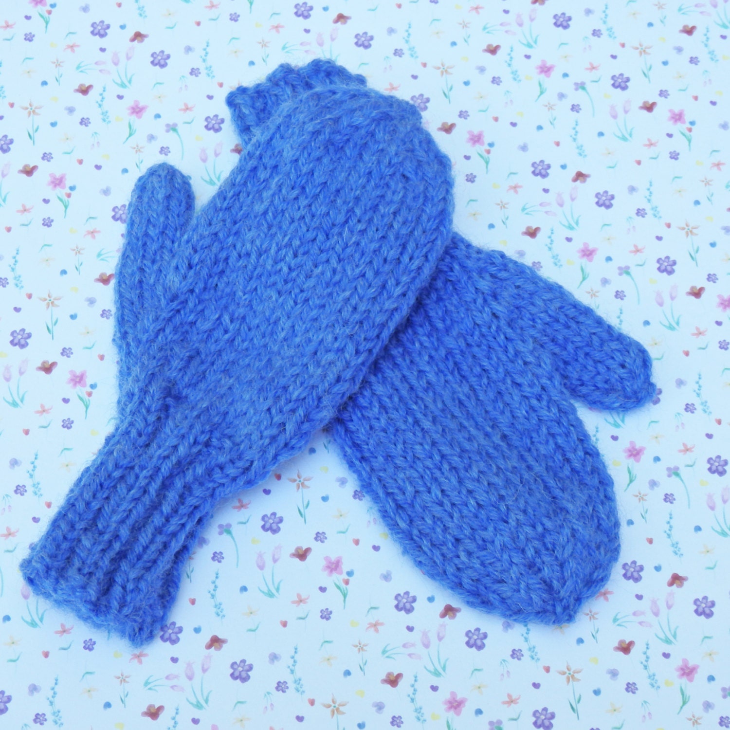 HandKnit Child's Mittens 12 years old long cuffs