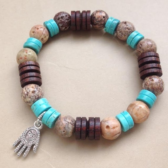 Natural Steatite Turquoise & Java Wood Gemstone by TheGemNebula