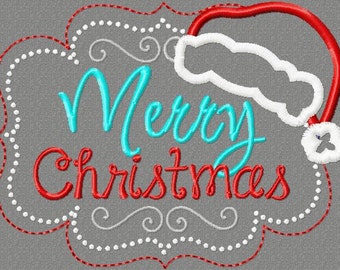 Merry Christmas embroidery design 5X7 Christmas, Santa Claus