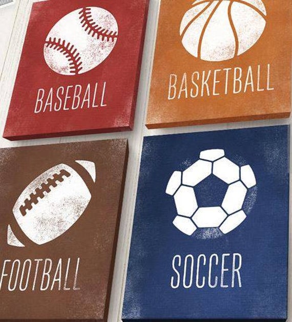 Set of 4 Handpainted Sport Theme Canvas by Crafted4UbyBrandie
