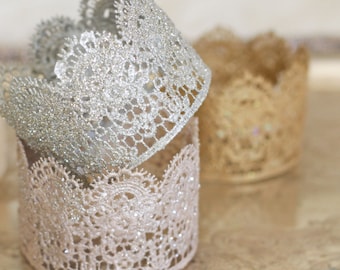 Lace crown, crown photography prop, princess party, crown cake topper, gold crown cake topper, birthday party decoration