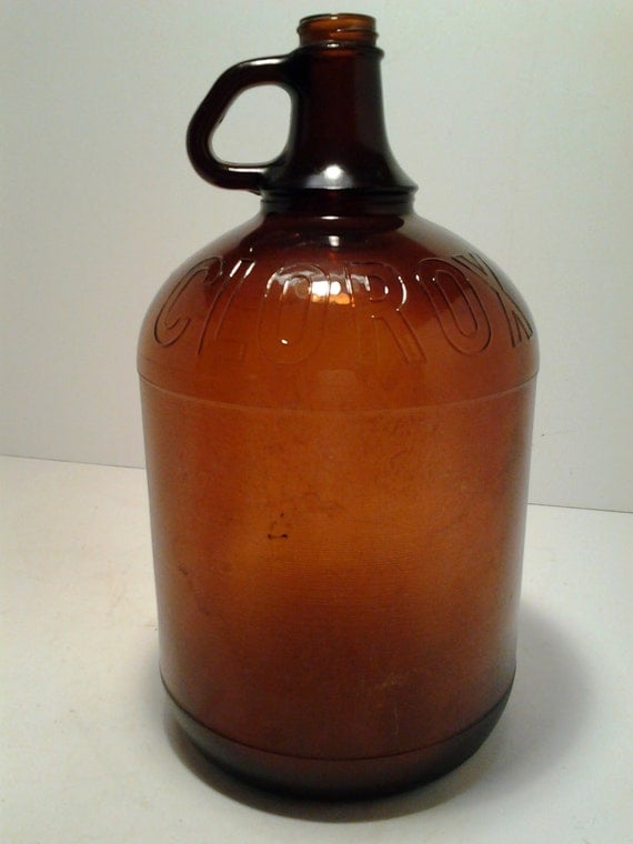 Vintage Clorox Bottle One Gallon Jug Amber Glass Glass Jug