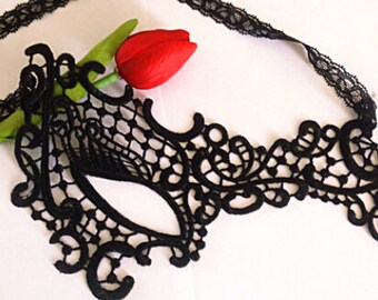 Lace Mask Black Lace Tie Back Queen Mask Masquerade Mask Sexy Lingerie Mask Black