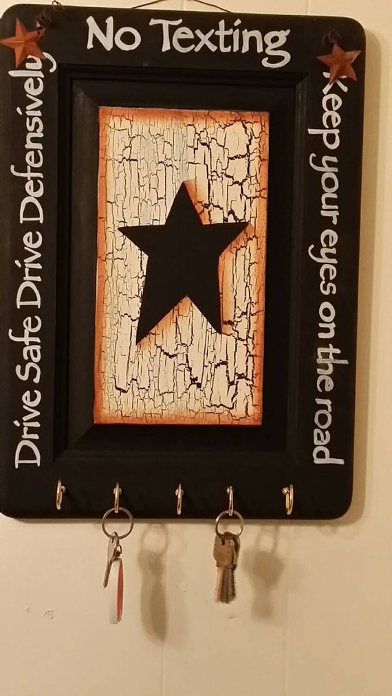 Items similar to Primitive Crackled Star Key Holder on Etsy