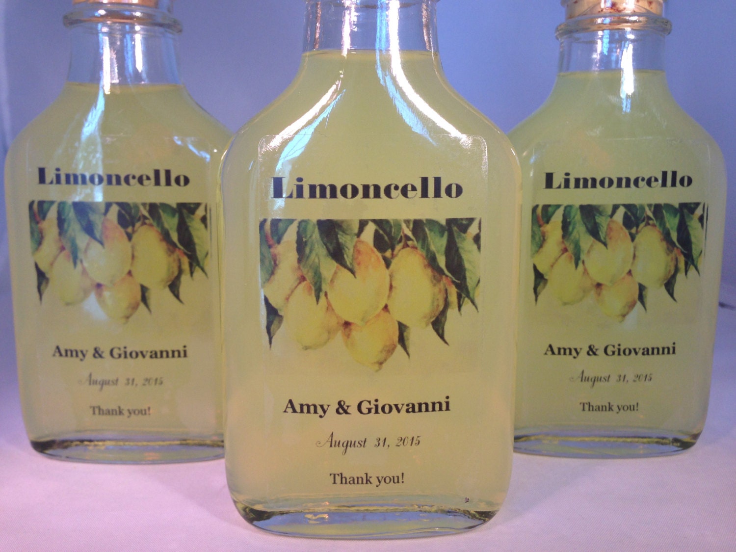 Custom Limoncello Labels & Bottles Great for Wedding Favors