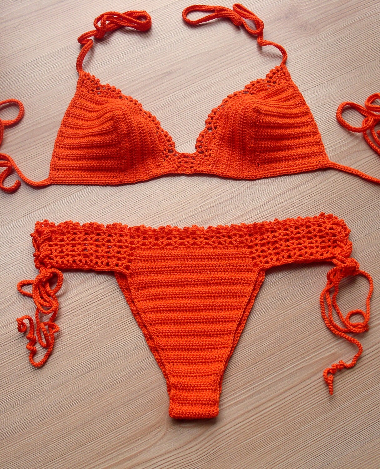 EXPRESS CARGO Orange Crochet Bikini Women Swimsuit Women