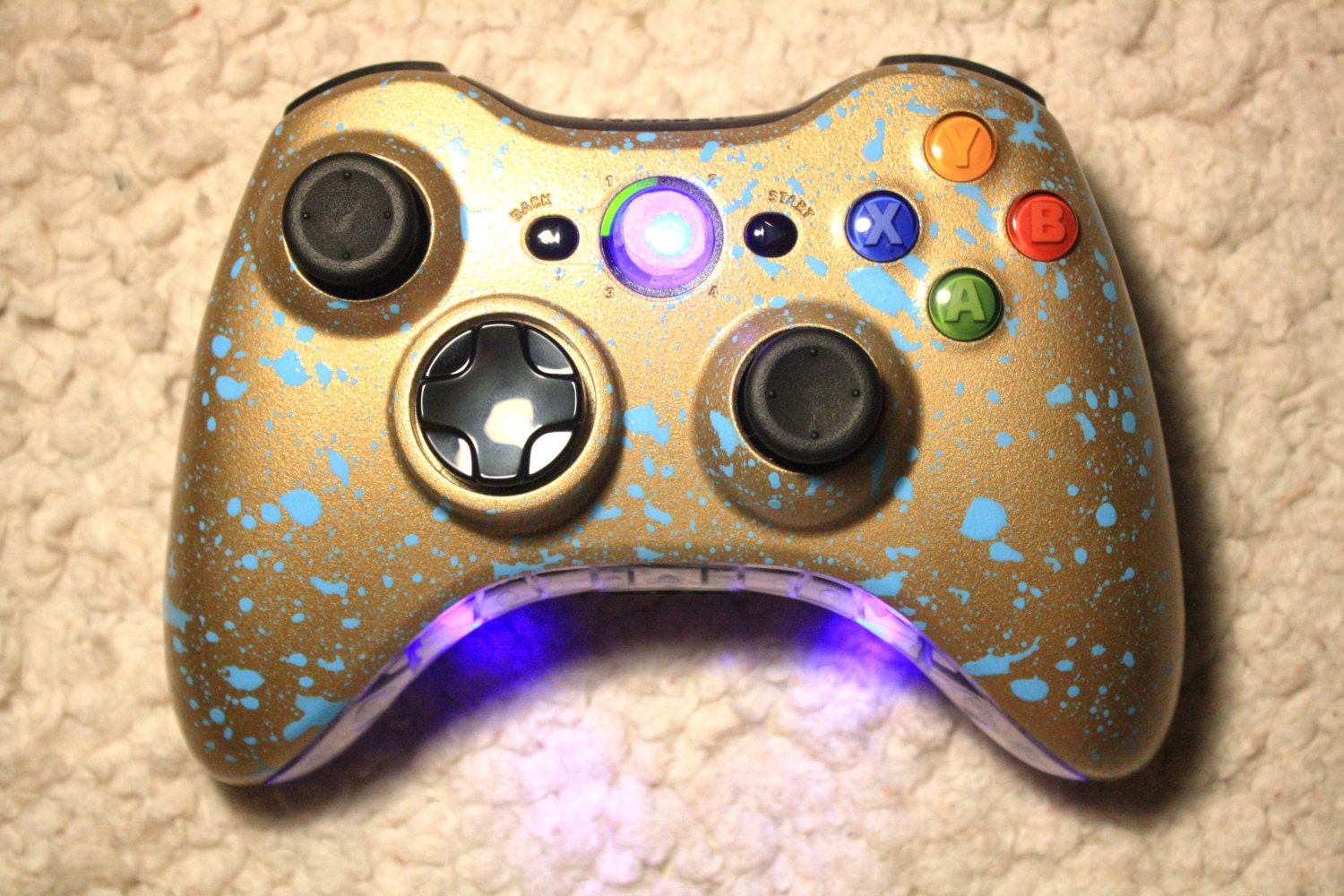 Brand New Xbox 360 Custom Controller Blue LED Mods Custom