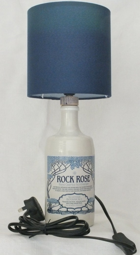 Download Gorgeous Rock Rose Ceramic Gin Bottle upcycled Table Lamp