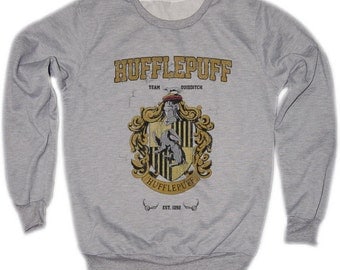 Hufflepuff Harry Potter Hogwarts Quidditch Team Festival Retro VTG Jumper Sweater Sweatshirt Long Sleeve Crewneck Round neckline S M L