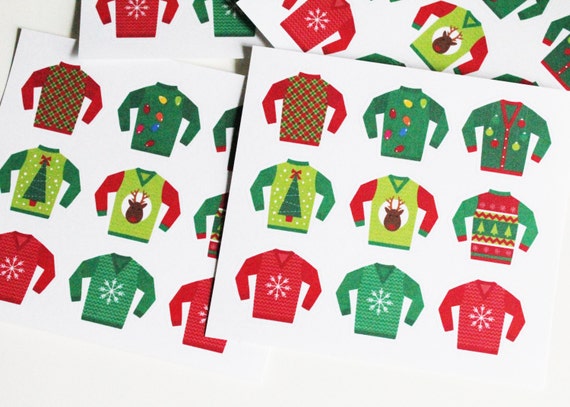 18 Ugly Sweater Stickers Scrapbook Stickers by AlexStudio on Etsy