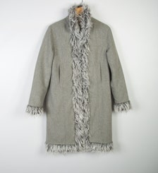 Gray Wool Blend Coat Warm Lined Womens Long Jacket Boho Hippie Faux Fur ...