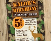 Items similar to Hunting Theme Birthday Invitation Card - Camouflage ...
