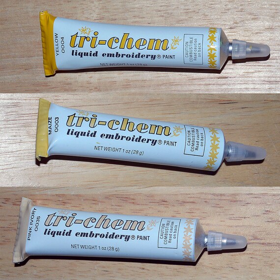 Pink Ivory TriChem Liquid Embroidery Vintage Fabric Paint, New Old