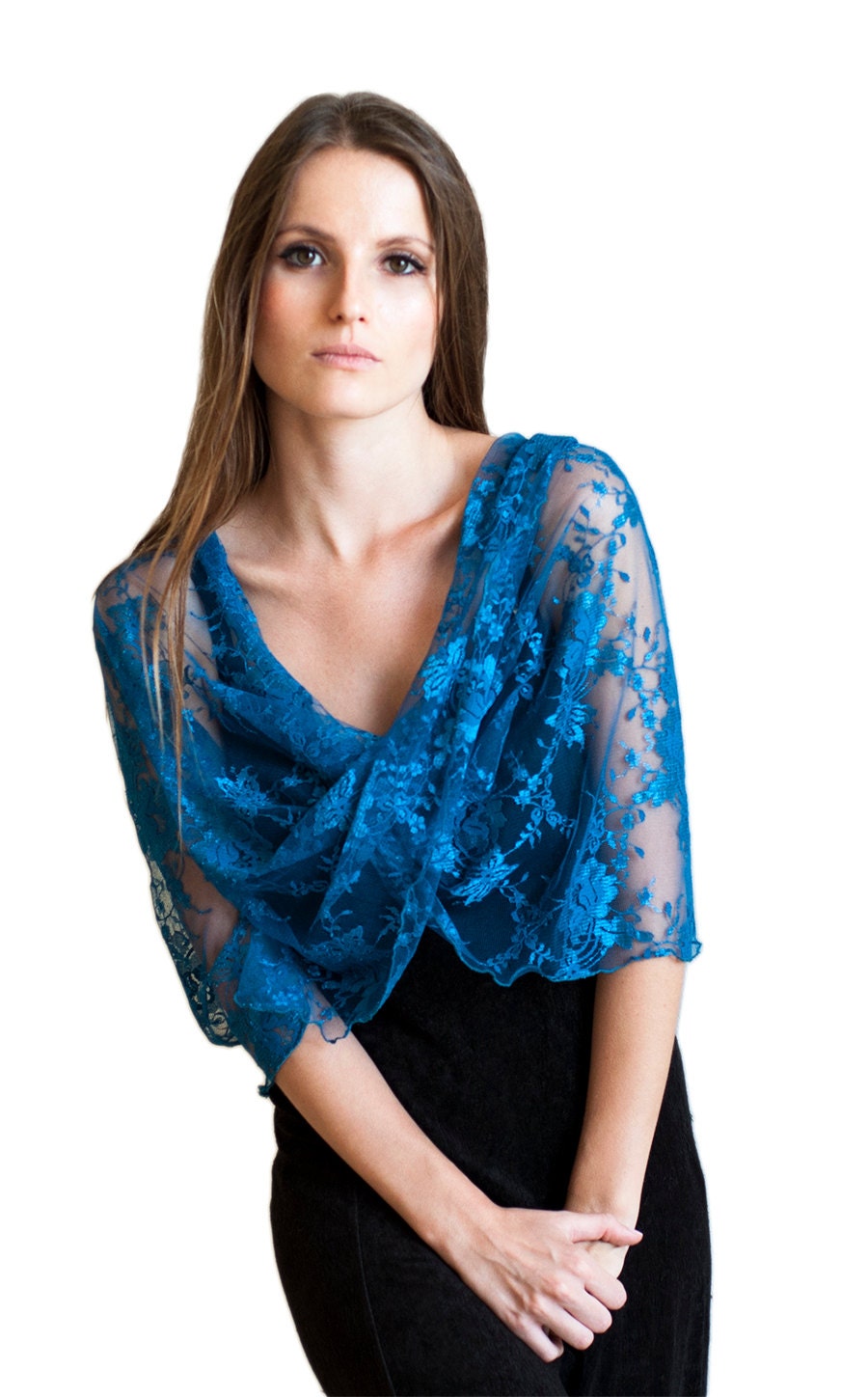 Plus Size Shawl Teal Wrap Shawl With 4 Wearing Options