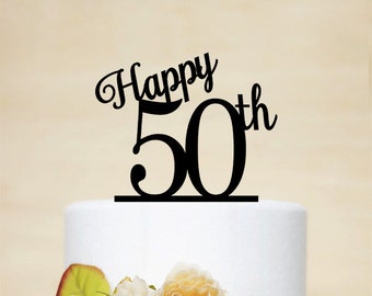 Happy 50th Birthday Cake Topper,50th Anniversary Cake Topper,50th Birthday Cake Topper,Custom Cake Topper-A004