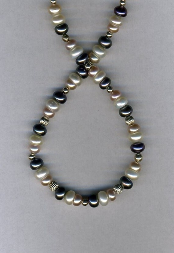 mixed pearl necklacejewelry by Gladysfantasygems on Etsy