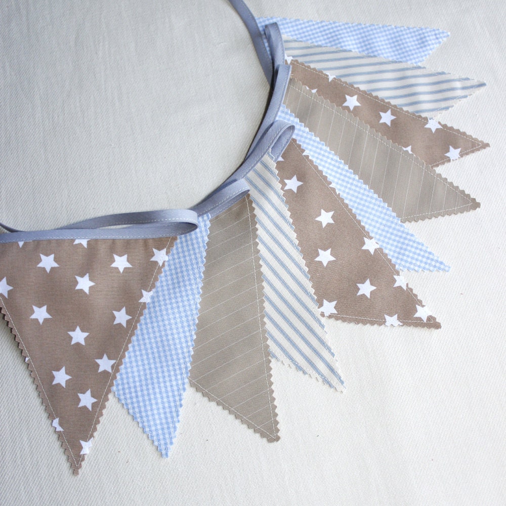 Cuisine Rouge Et Beige : Bunting garland Fabric Banner Sky blue Beige by PopelineDeco[R Cuisine Rouge Et Beige : Bunting garland Fabric Banner Sky blue Beige by PopelineDeco[R