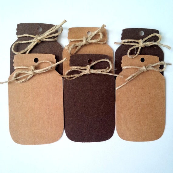 Mason Jar Tags, Rustic Mason Jar Gift Tags and Favor Tags Set of 12