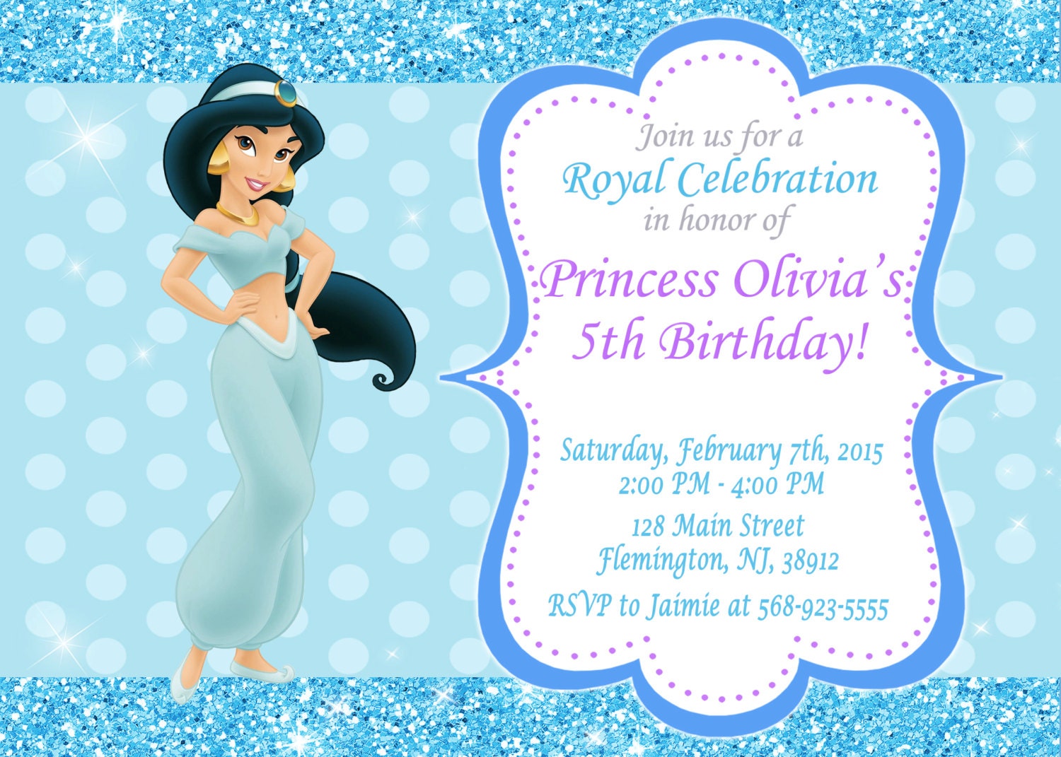 Download Princess Jasmine Invitation Birthday Party by ForLittleKids
