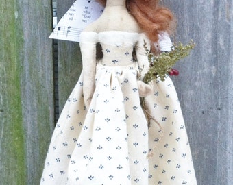 Angel Doll Primitive Folk Art Spring