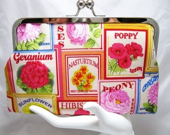Coupon Organizer Purse Vintage Flower Seed