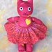 Handmade Sock Cat with Skirt Stuffed Animal Doll Art Toy Hug Me Sock Cat, Personalized Tag, Magenta, Polka Dots Yellow 16 inch Ready-made