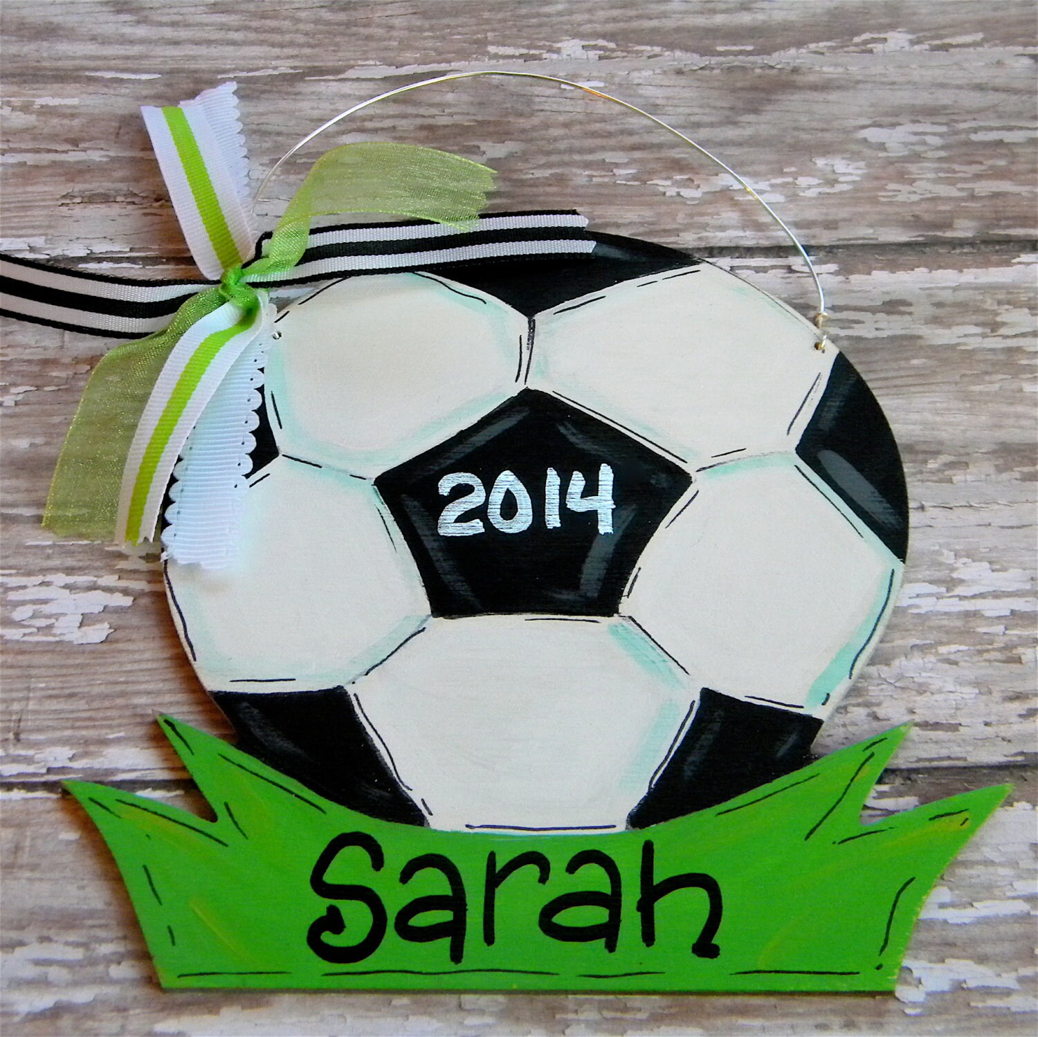 Soccer ornament painted soccer ball ornament personalized