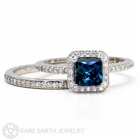  London  Blue Topaz Engagement  Ring  Wedding  Band by RareEarth