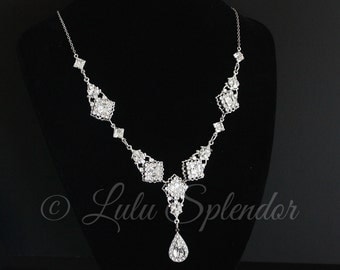 Crystal Rhinestone Necklace Bridal Necklace Crystal Wedding Jewelry Statement Wedding Necklace Swarovski Necklace KATRINA CRYSTAL NECKLACE