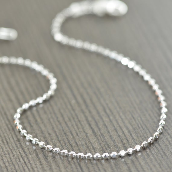 Anklet Sterling silver ankle bracelet 9.5 inch Diamond Cut