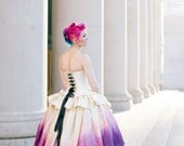 Ombre Wedding Dress - Steampunk Fairytale Gown - Moon Fairy Goddess in Silk and Crystals -Custom to your size