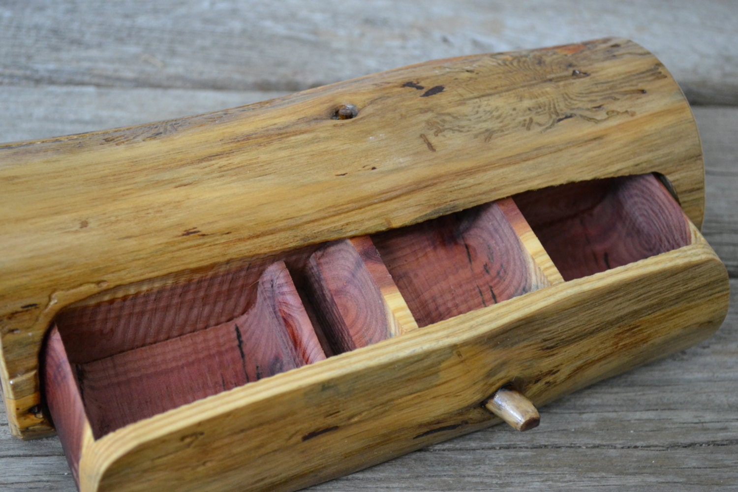 Small Aromatic Cedar Jewelry Box Band Saw Box Hidden Drawer