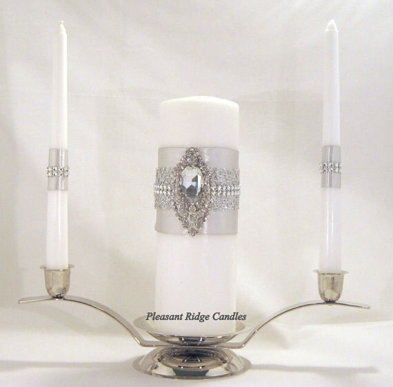 Silver Unity Candle Rhinestone Unity by PleasantRidgeCandles