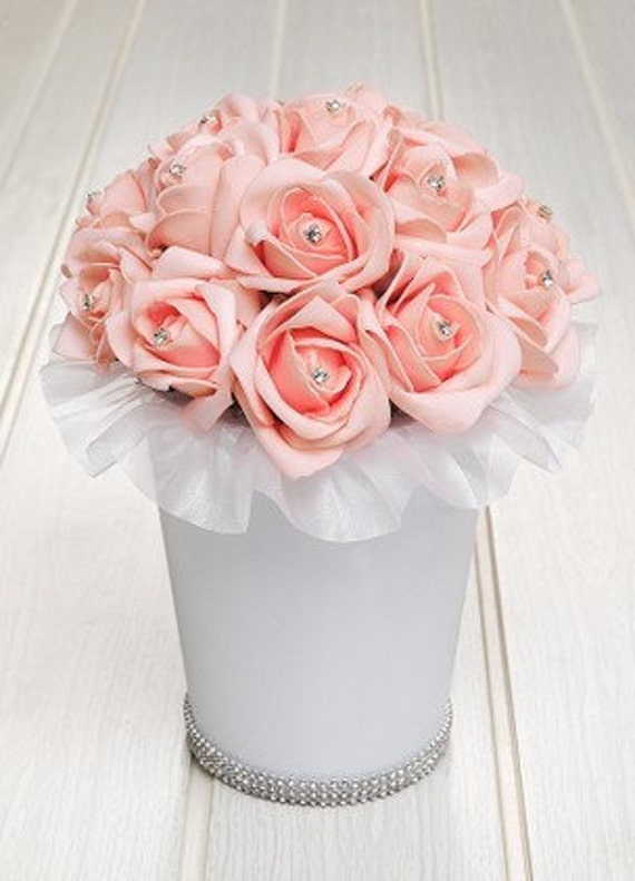 Baptism Centerpiece Rose Flower Arrangements Set of 5