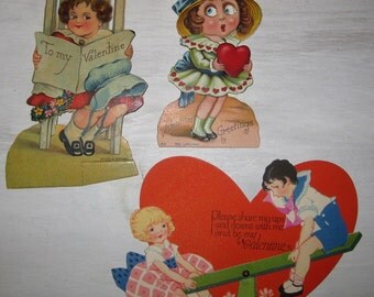Three Antique Mechanical Valentines Germany Volland