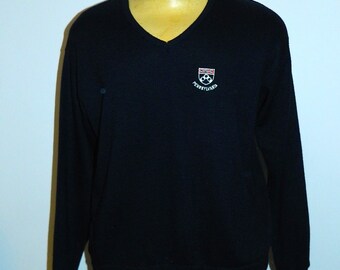 vintage 1960s Champion sweatshirt dark blue V neck U PENN crest rayon Mens L - Xl