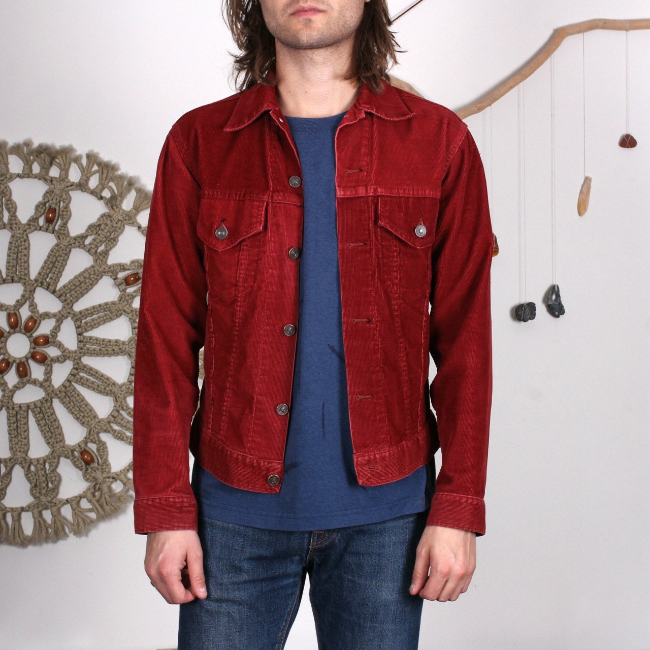 1960's Burgundy JC Penney Corduroy Trucker Jacket S