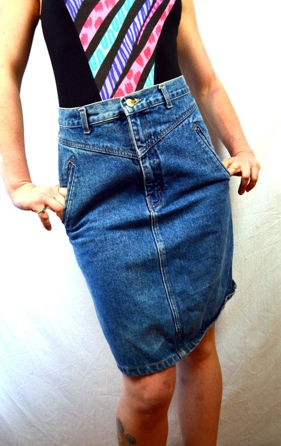 Vintage 1970s 80s Denim Mini Skirt by RogueRetro on Etsy