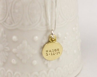 Swivel Pendant with Name and Initials Gold tone Brass, Swivel Name Necklace, Two Sided Name and Date Necklace, Personalized Jewelry Trending