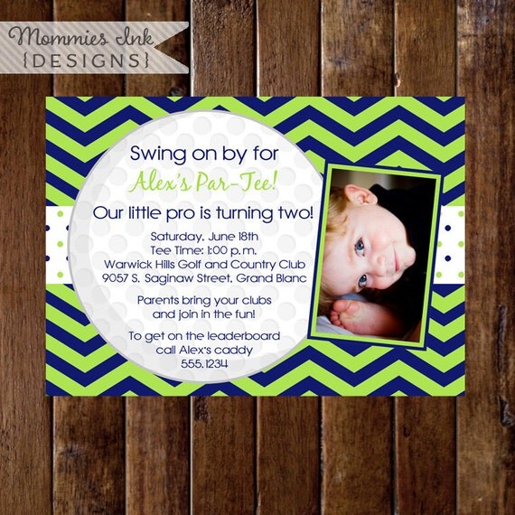 Preppy Chevron Golf Par-Tee Birthday Invitation - Golf Party - Boy's Birthday - Golf Party Invitation Il_570xn
