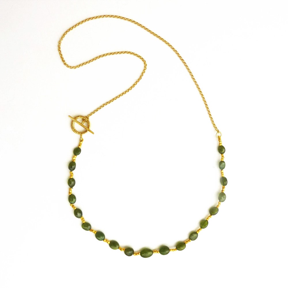 18K gold necklace Russian chrome diopside necklace by RuthaJewelry